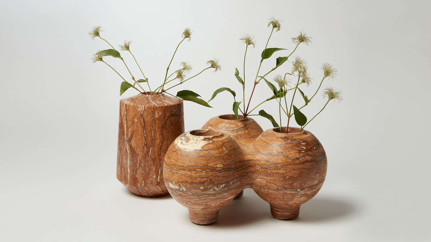 Vessel 3 Marron Travertine